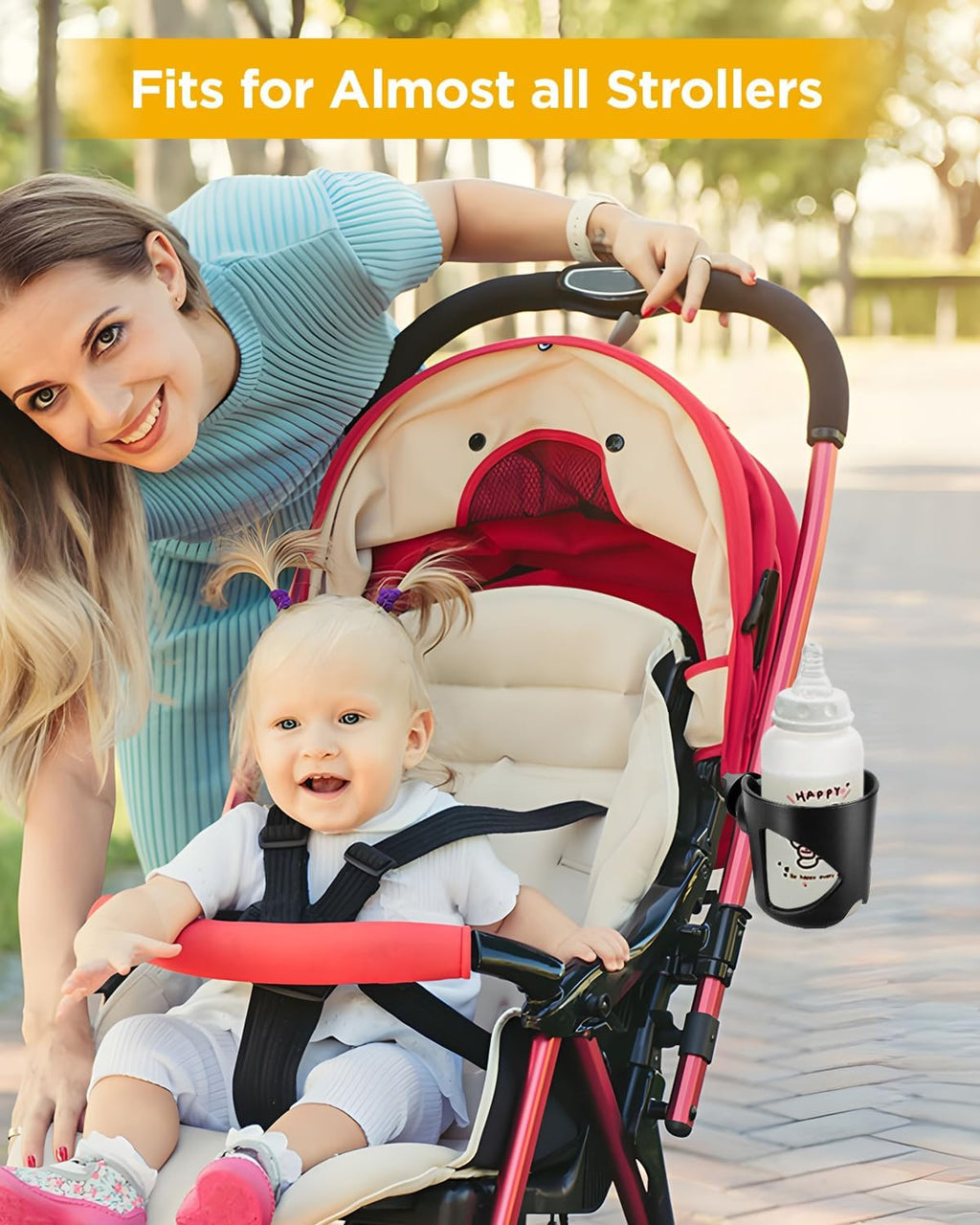 BUNDLEPRO Universal Stroller Cup Holder | Fits Bikes, Trolleys and Walkers, Compatible with Most Sizes of Drink Cups
