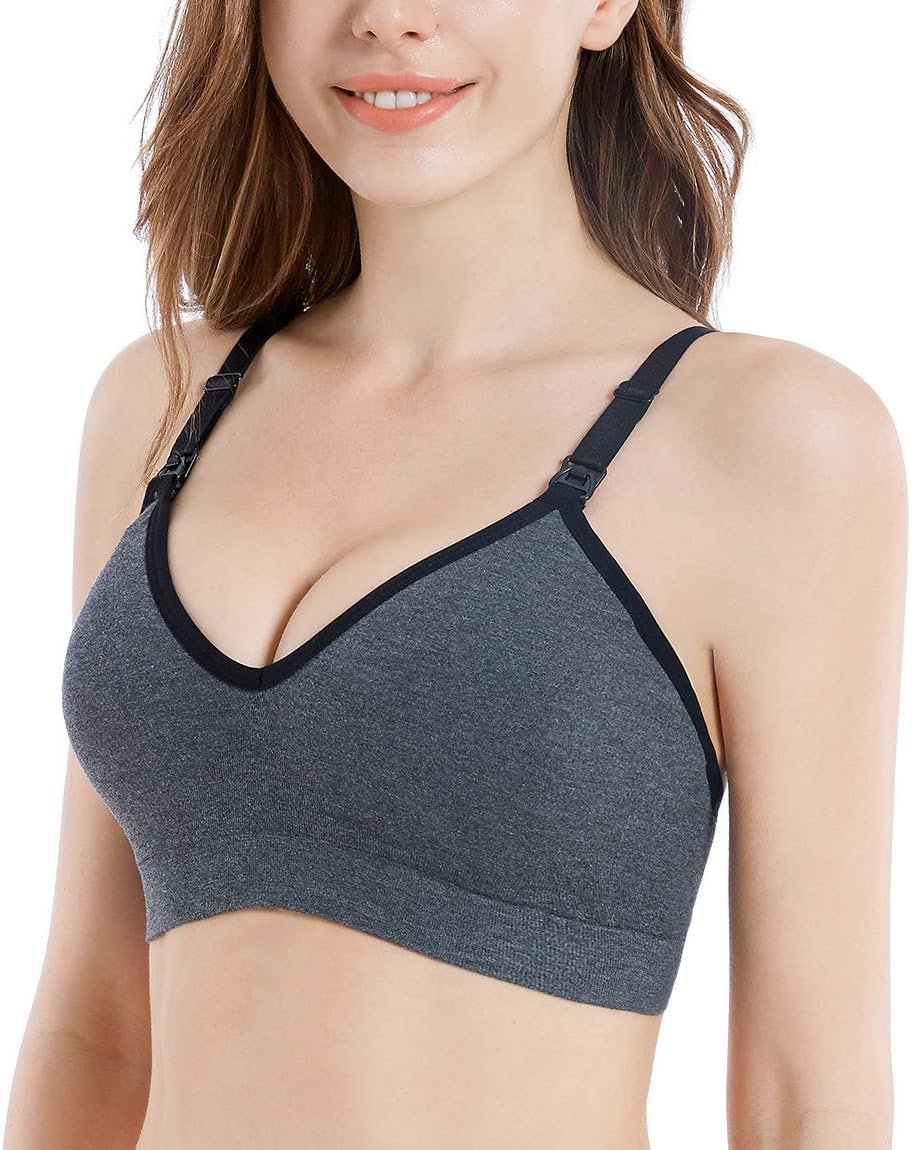 Suekaphin Nursing Bra 5pack Wireless V Neck Maternity Nursing Bra Bralette Low Cut Sleeping Breastfeeding with Extenders