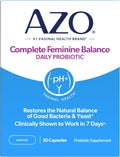 AZO Complete Feminine Balance Daily Vaginal Probiotics for Women, Clinically Proven to Help Protect Vaginal Health, Helps balance pH and yeast, 30 Count