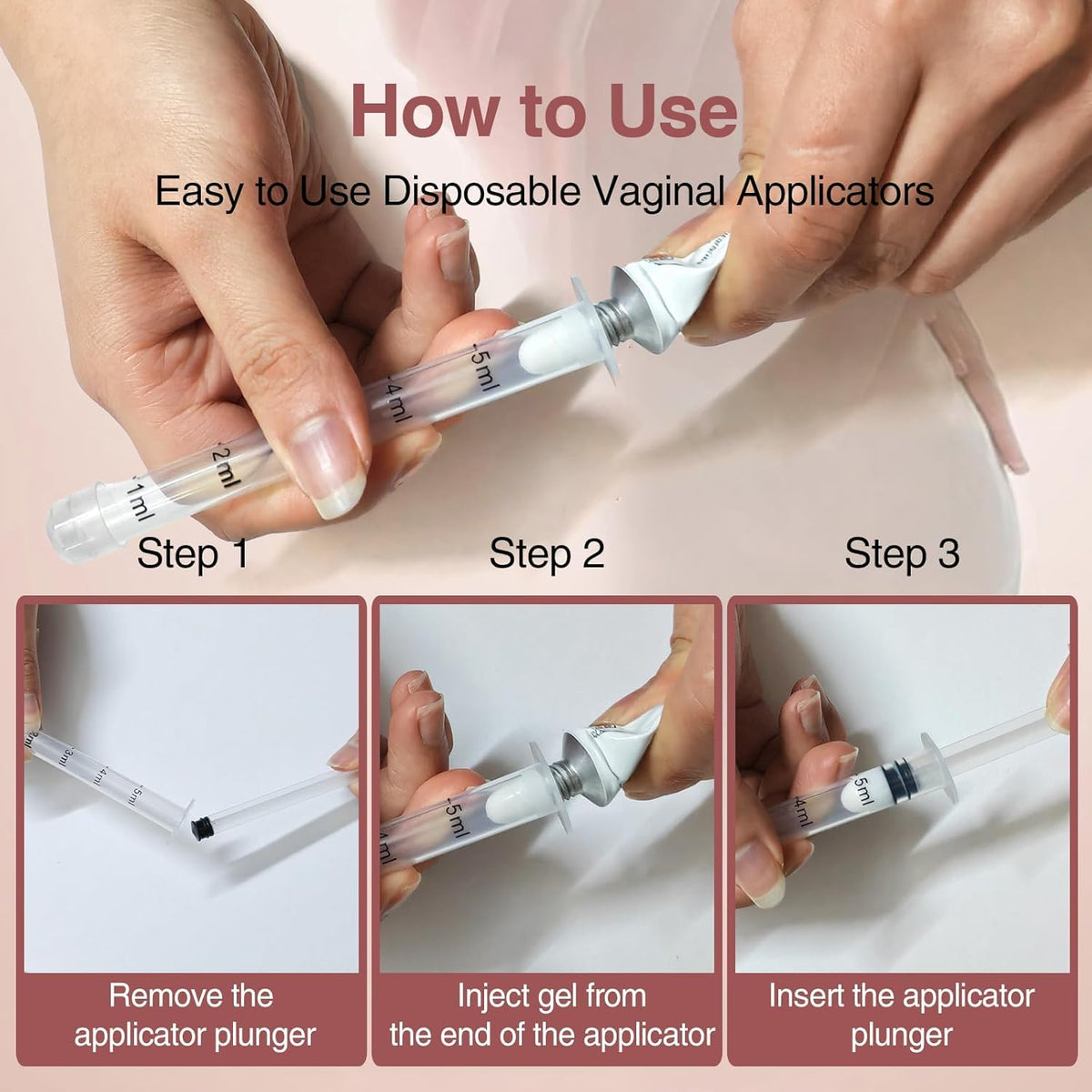 20 Pack Disposable Vaginal Cream Applicators - Fit OTC Gels, Lubes, Premarin, Estrace, Preseed or Creams Products - Comfortable Design, Individually Wrapped, Dosage Markings