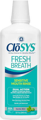 CloSYS Mouthwash, 32 Ounce, Fresh Breath Mouthwash, Gentle Mint