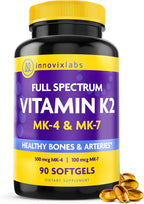 InnovixLabs Full Spectrum Vitamin K2 MK7 + MK4, 600 mcg (90 Softgels)