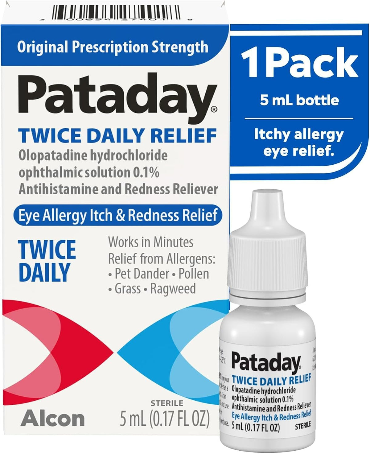 Pataday Twice Daily Allergy Eye Drops, Antihistamine for Itchy Eyes, 5 mL