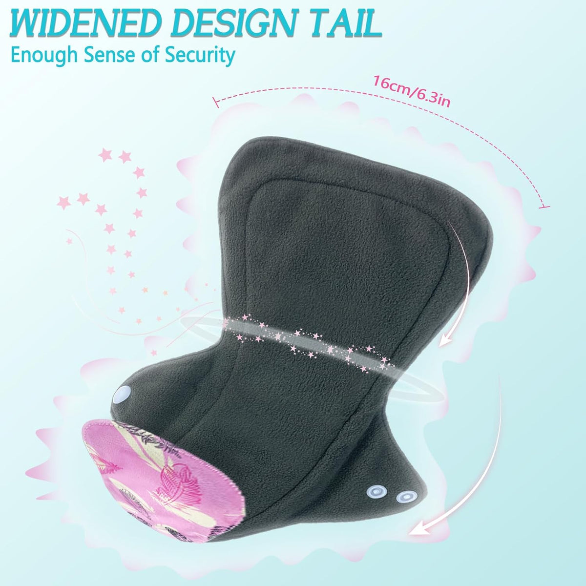 4PCS Overnight Pads 13.5inch Reusable Pads Menstrual Heavy Flow, Washable Cloth Pad with 1 Zipper Bag