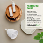 Nakungoo Menstrual Cup Soft 100% Certified Medical Silicone, Hypoallergenic, Reusable, Eco-Friendly for Abundant Flow | Starter Kit 2 Sizes (S and L) with Sterilizer Cup, Bag and Brush