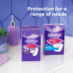 Always Pantiliners with Odor Lock for Women, Extra Protection Absorbency Liners, Long Plus-60 count