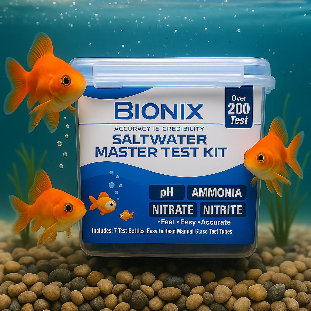 BIONIX Saltwater Master Test Kit (200 Tests) | ph Ammonia Nitrite & Nitrate Test kit for Aquarium.