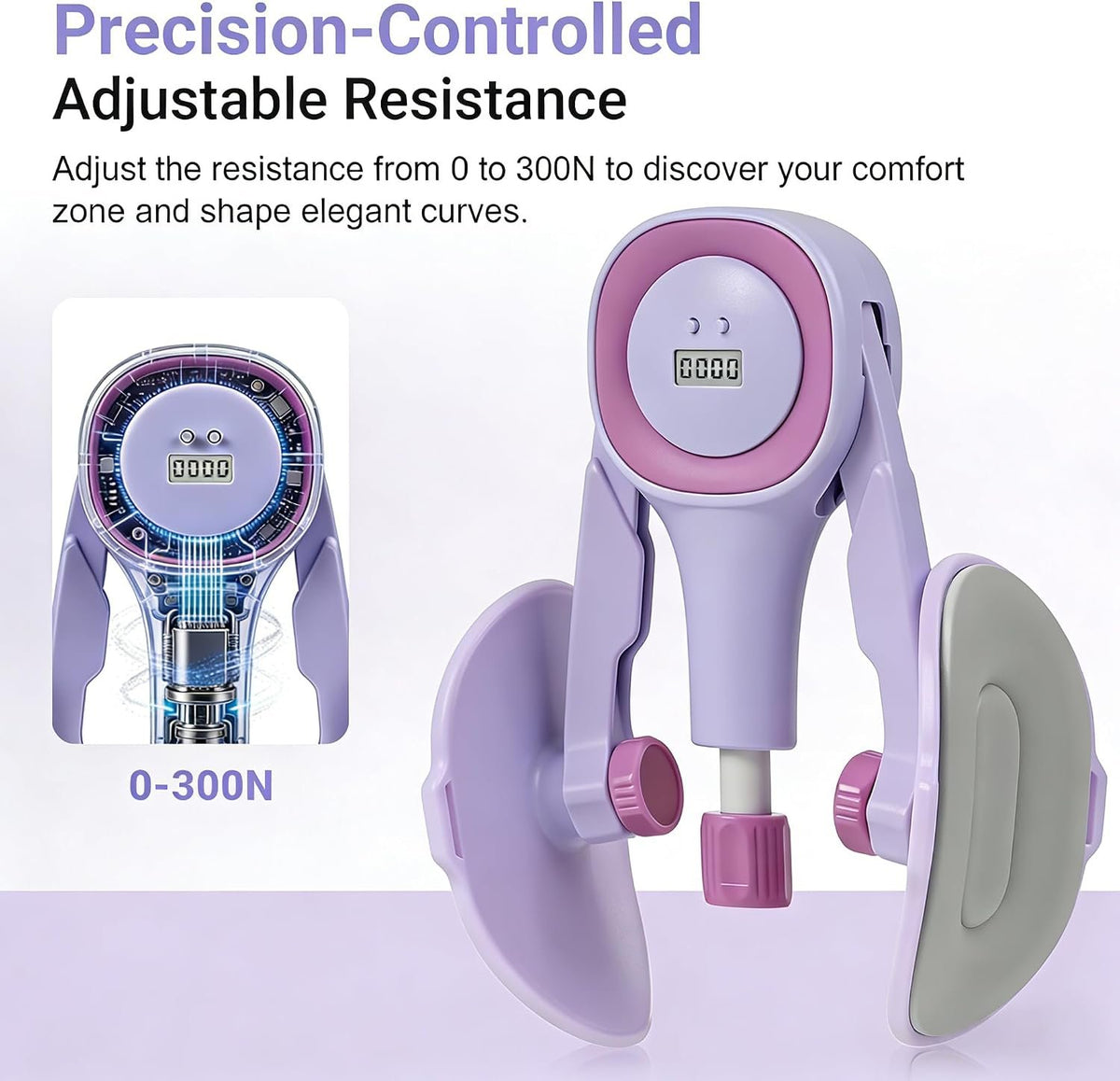 Thigh Trainer for Women, 15-60LB Adjustable Resistance Inner Thigh Exerciser for Pelvic Floor Strengthening, Kegel Equipment with Data Tracking, Home Gym Fitness for Postpartum Recovery & Shaping1