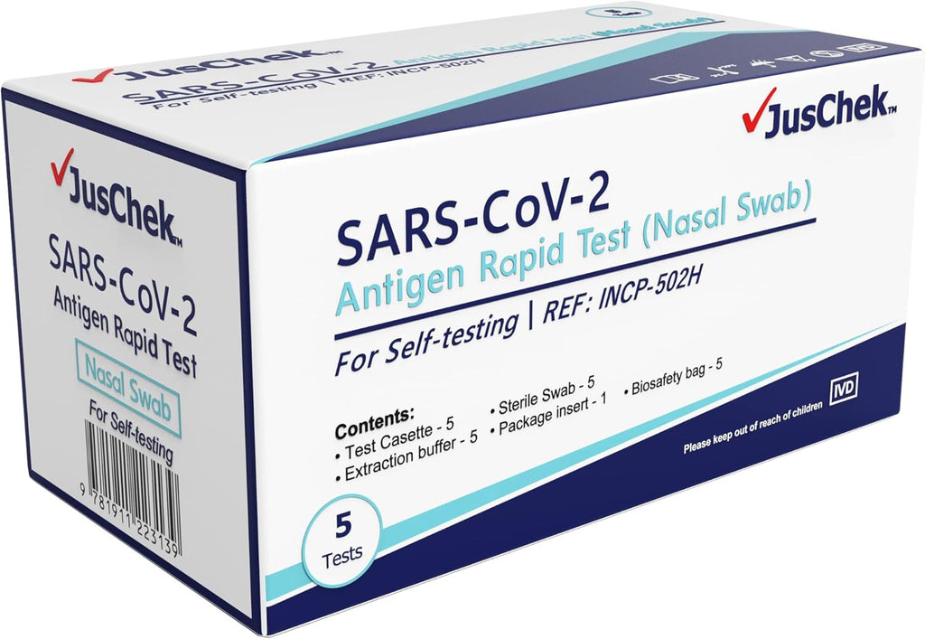 JusChek COVID-19 Rapid Antigen Test (Nasal Swab) – 20 Tests - ARTG 374574