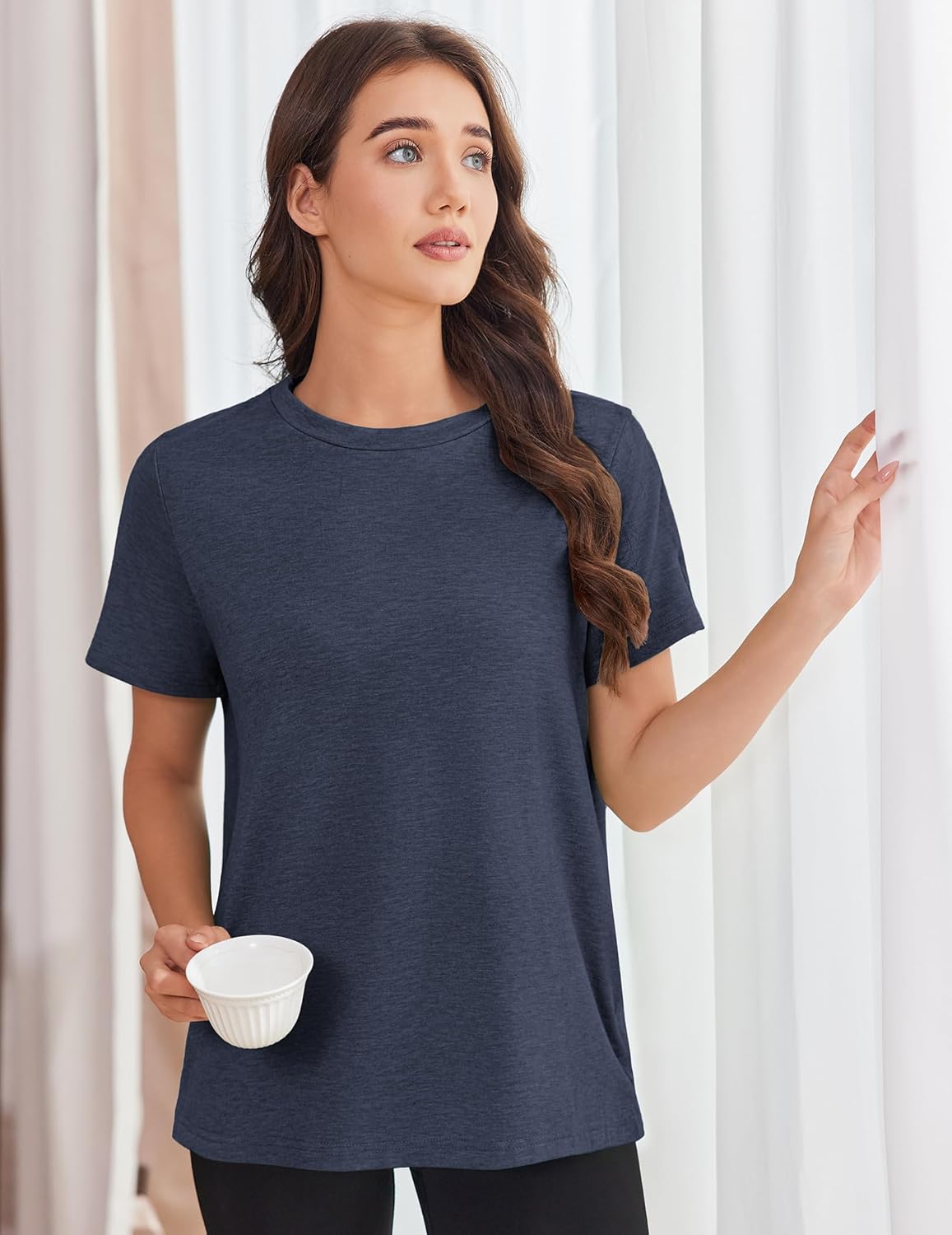 Deyeek Post Shoulder Surgery Shirts for Women Tear Away Side Snap Chemo Port Shirts Short Sleeve Adaptive Clothing
