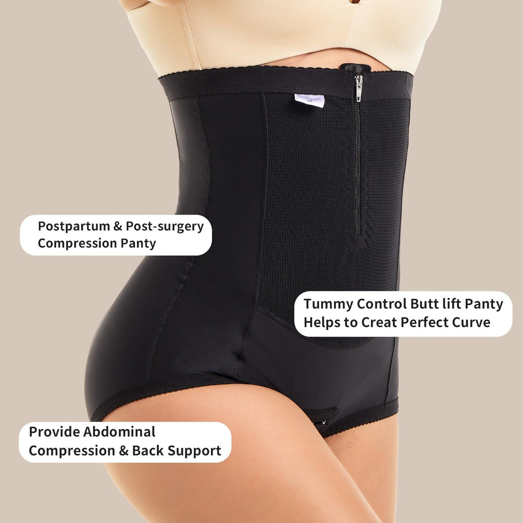 MOVWIN Postpartum Belly Wrap C Section Panties Belly Band Abdominal Compression Corset Girdle Shorts with Zipper