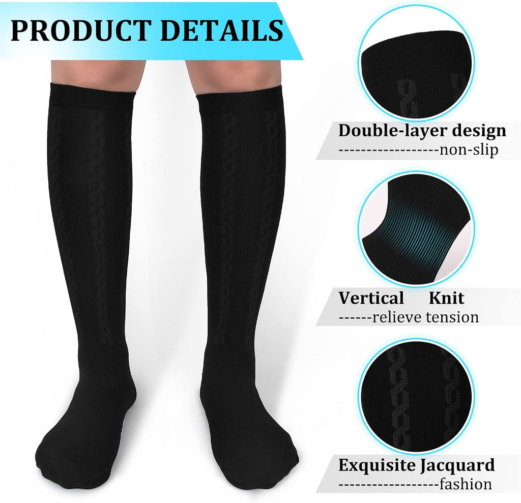 30-40mmHg Medical Graduated Compression Socks for Women&Men Circulation-Compression Stockings-Knee High Socks for Support,Hiking,Running