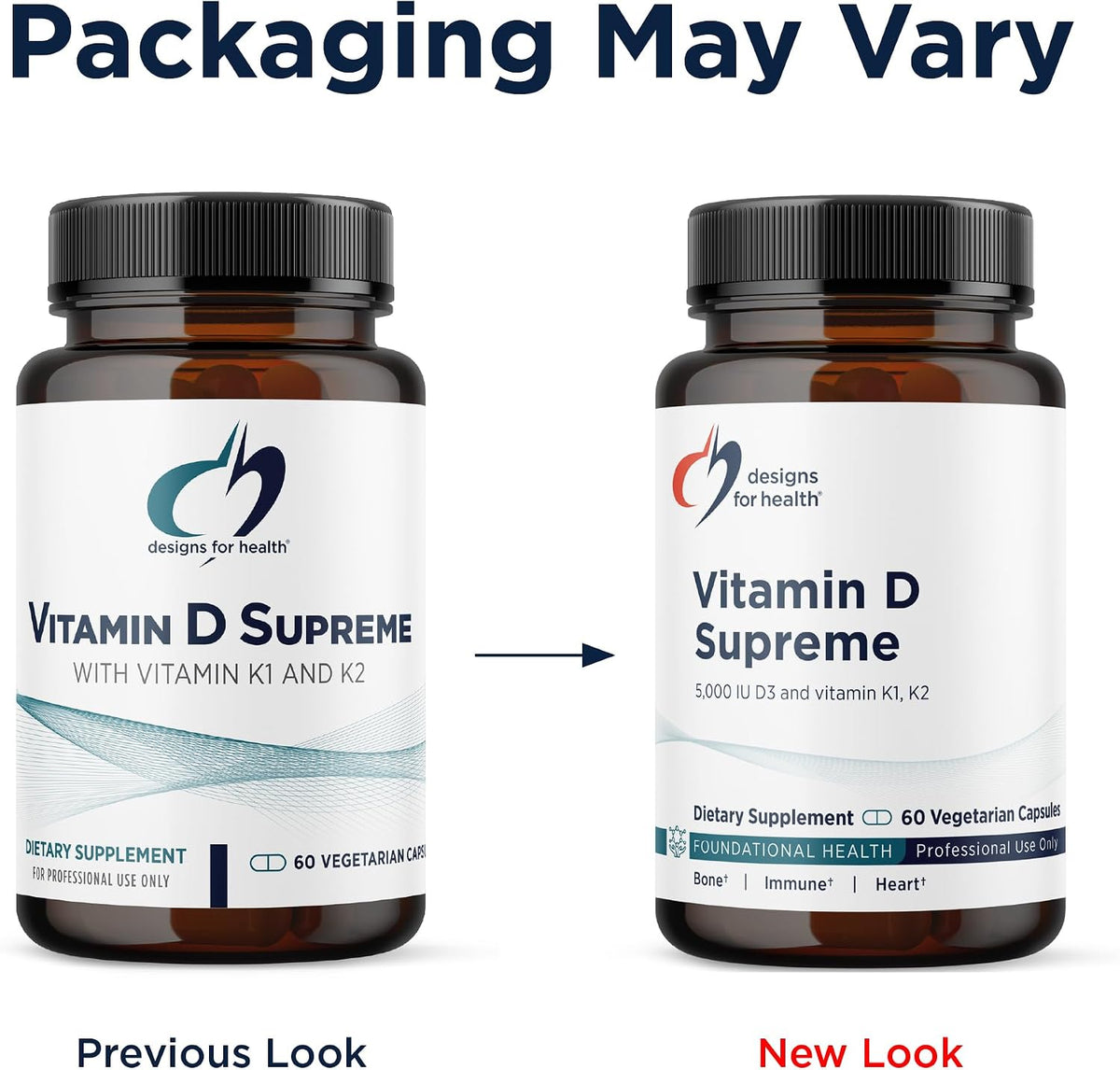 Designs for Health Vitamin D Supreme - Vitamin D 5000 IU with 2000mcg Vitamin K as MK4 for Bone Health, Heart Health, Mood & Immune Support - Vitamin D3 Enhanced with GG Supplement (60 Capsules)