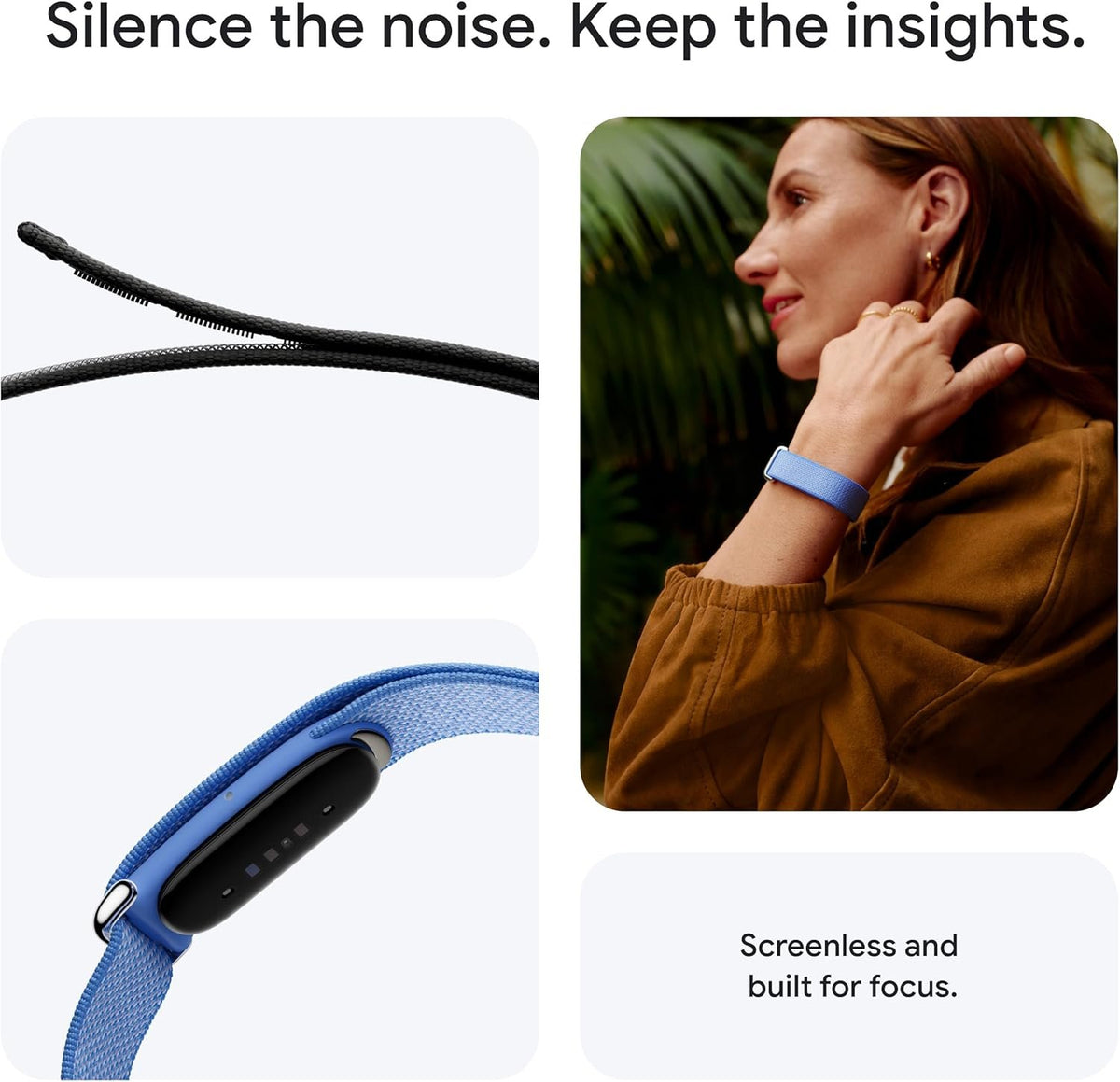 Google Fitbit Air Performance Loop Band - One Size - Obsidian | Only compatible with Fitbit Air, microadjustable, polyester, nylon, and elastane yarn band, workout-friendly