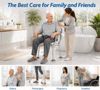 550lb Adjustable Shower Chair with Arms, Back and Suction Cup Feet | 6 height settings from13.4–18.1in, reinforced crossbars and tool-free assembly for easier setup and daily bathing.