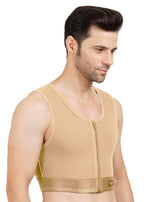 Gynecomastia Short Vest || HIGH COMPRESSION || Front Zip and Hook Closure || Tomboy Chest Binder || Comfortable Support for Men || Chest Shapewear || Post-Surgery Recovery ||