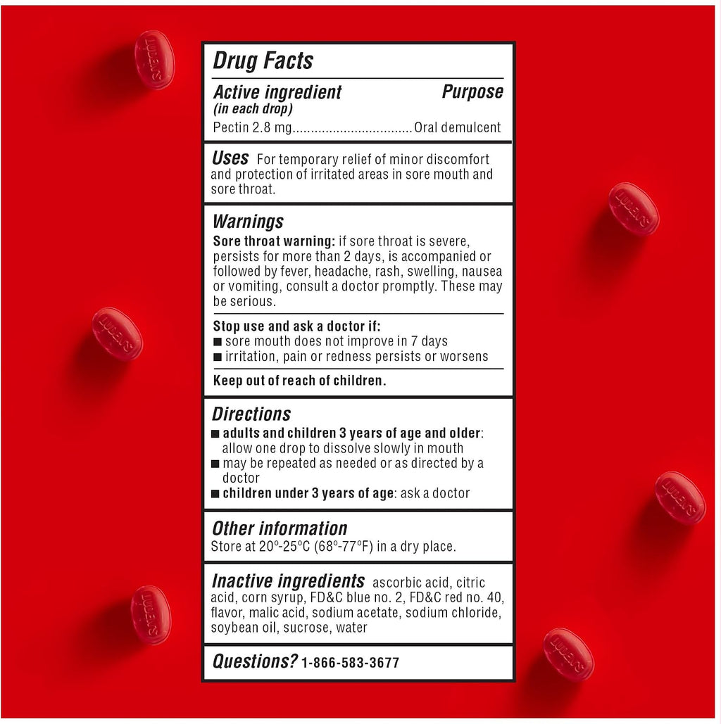 Luden's Sore Throat Relief Drops, Wild Cherry, 90 Count | Sore Throat Lozenges, for Minor Everyday Irritation & Dry Mouth, Soothes Throats, With Pectin