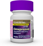 GoodSense Omeprazole Delayed Release Tablets 20 mg, Stomach Acid Reducer for Frequent Heartburn Treatment, 42 Count