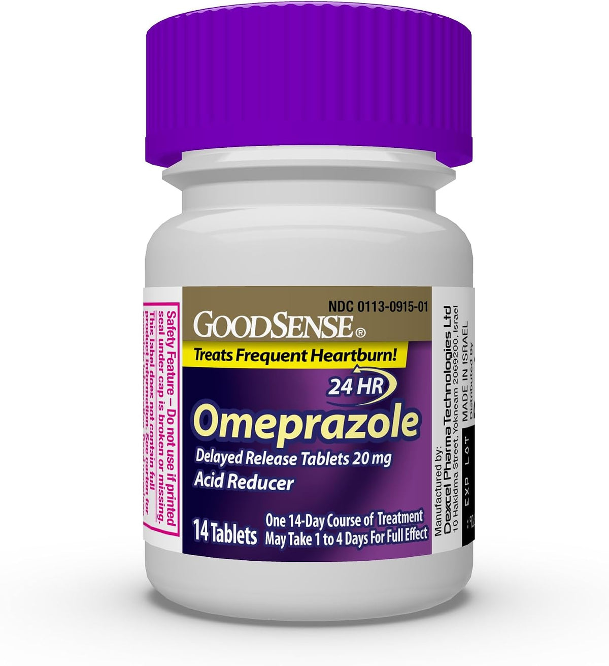 GoodSense Omeprazole Delayed Release Tablets 20 mg, Stomach Acid Reducer for Frequent Heartburn Treatment, 42 Count