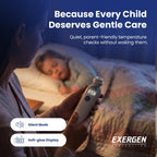 Exergen TAT-2000C Temporal Artery Forehead Thermometer for Baby Kids Adults | Displays Temperature Reading, Soft Glow, Silent Mode, Wipe Clean Sensor, 8 Reading Memory, 9V Battery Included for Family Use