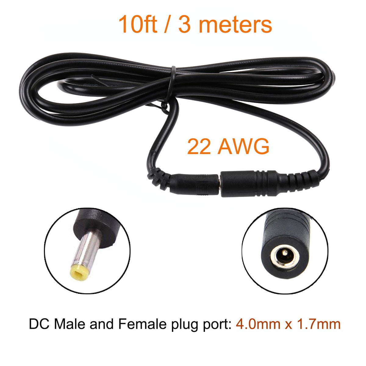 10ft 4.0mm Power Extension Cable 4.0mm x 1.7mm Extension Cord for Omron Blood Pressure Hem-ADPTW5, PSP 3000 2000 1000