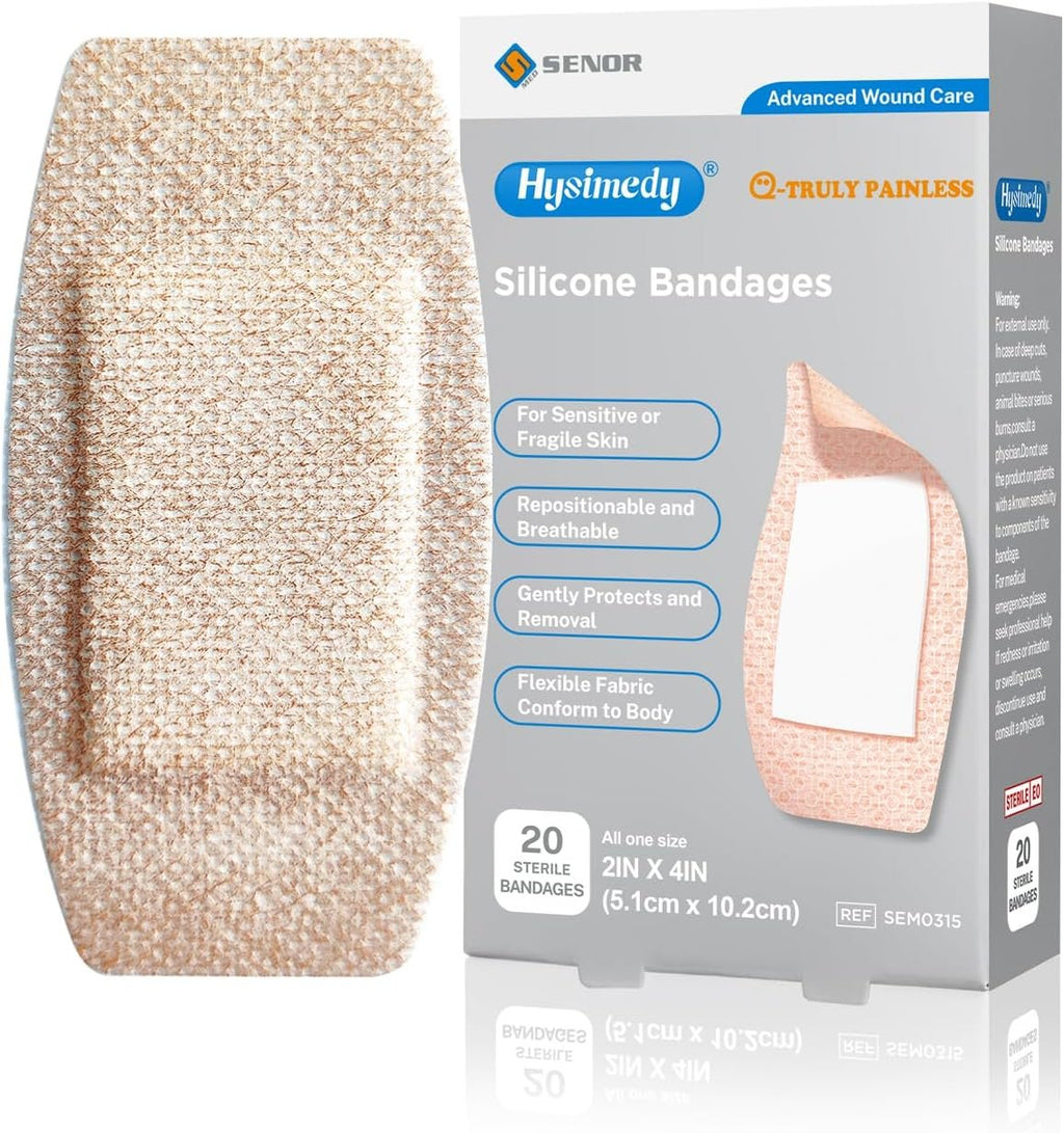 Hysimedy Silicone Bandages for Sensitive Skin 2x4 Inch Painless Removal