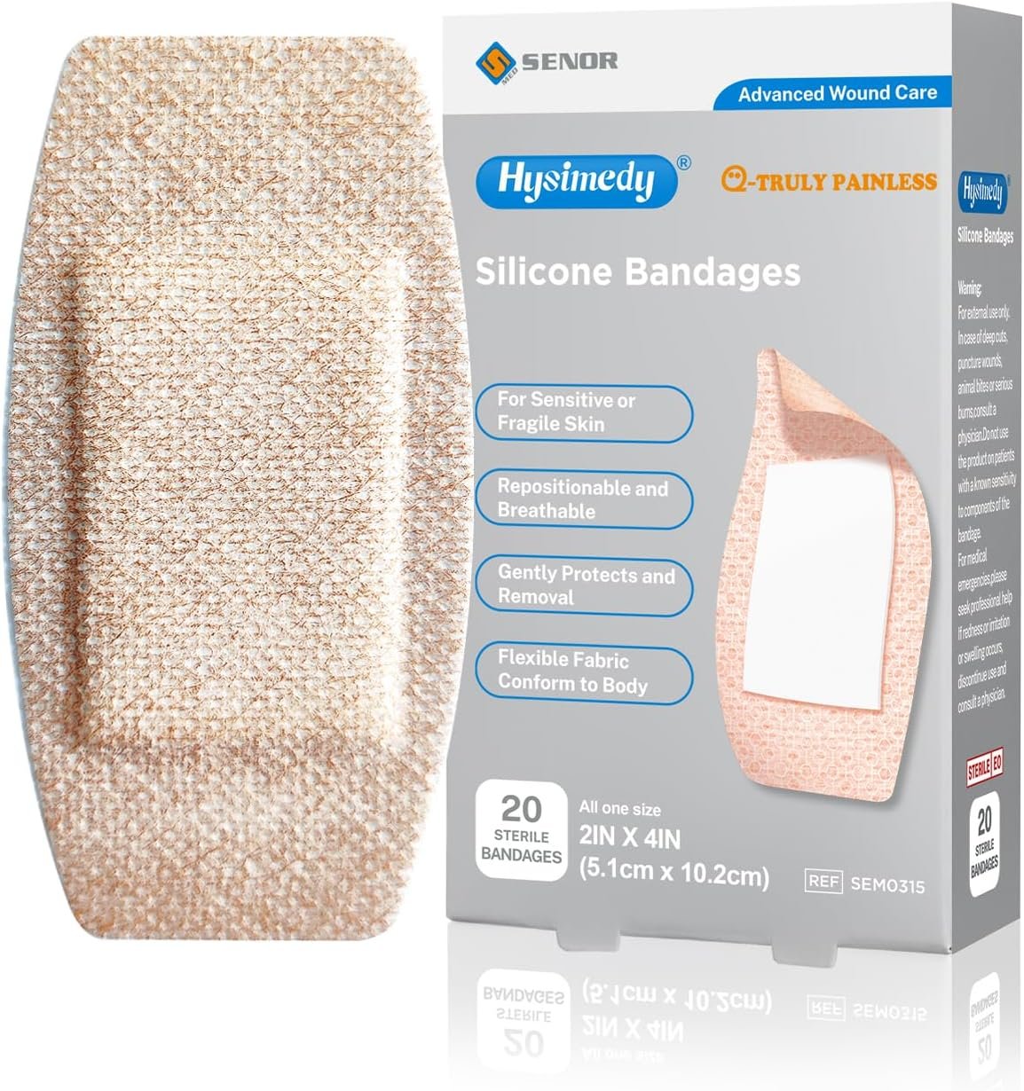 Hysimedy Silicone Bandages for Sensitive Skin 2x4 Inch Painless Removal