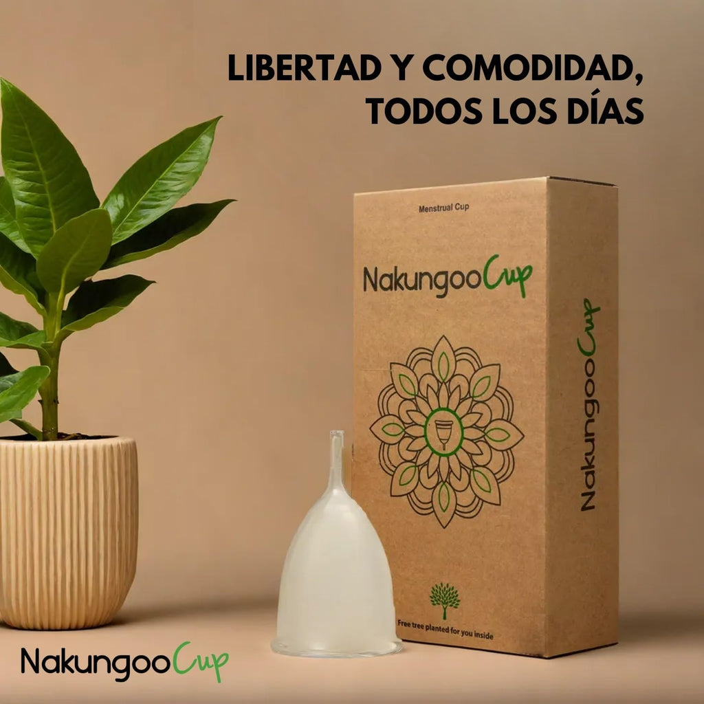 Nakungoo Menstrual Cup Soft 100% Certified Medical Silicone, Hypoallergenic, Reusable, Eco-Friendly for Abundant Flow | Starter Kit 2 Sizes (S and L) with Sterilizer Cup, Bag and Brush