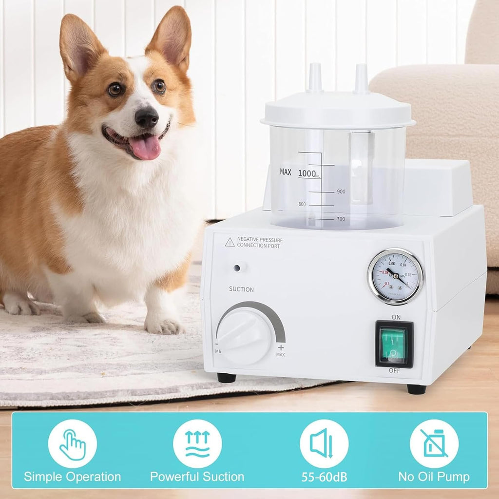 Portable Veterinary Suction Machine | Home Use with 1000ml Capacity 110V