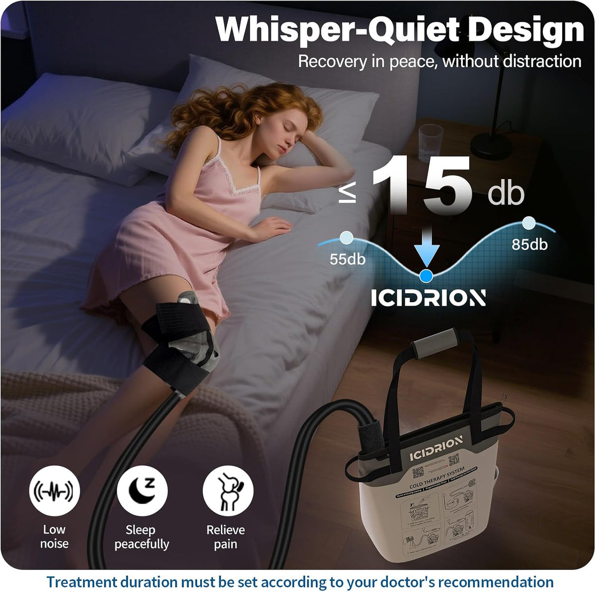 Quiet Ice Machine for Knee After Surgery, Programmable & Portable | FSA-HSA: Cold Therapy Machine for Knee Pain Relief, Cryotherapy System for ACL/TKR, Sports Training & Home Use