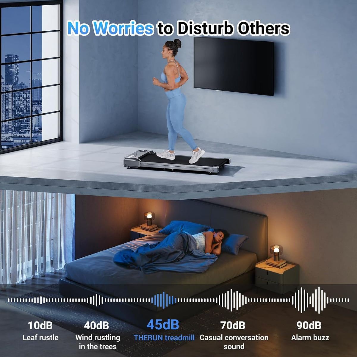 THERUN Walking Pad Under Desk Treadmill for Home and Office Small Walking Pad