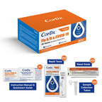 CorDx TyFast at Home Flu A/B & COVID-19 Multiplex Rapid Test Kit, Easy, Accurate, Fast Results in 10 Minutes, 3 in 1 Combo Kit, 25 Tests
