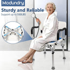 Shower Chair for Inside Shower 500lbs - Bariatric Shower Seat with Arms & Back, 6 Height Adjustment & Reinforced Crossbars for Elderly/Disabled Adults, Blue