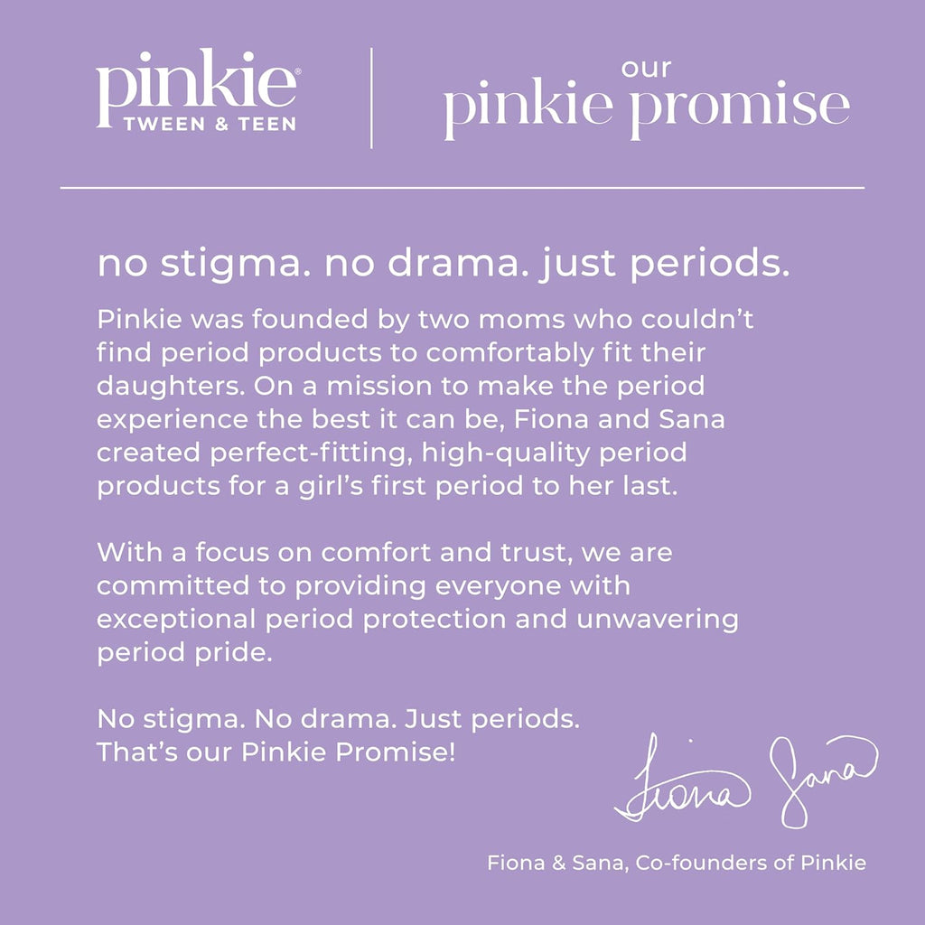 Pinkie Organic Cotton Period Pads for Tweens & Teens - Heavy Flow, 18 Count Combo Pack