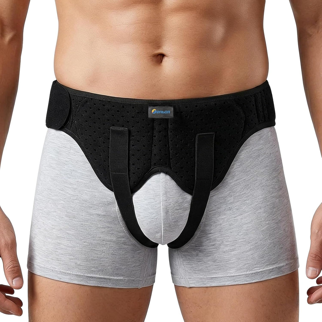 Tenbon Inguinal Hernia Support Belt for Men Women – Universal Postoperative/Preoperative Truss with Removable Pads, Relieves Left/Right Groin Pain, Adjustable Strap (X-Large)
