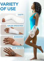 100% Waterproof Cast Covers for Shower Arm - 3pk - Tight Seal - Reusable | Adult Half Arm Cast Protectors - Hand, Wrist, Elbow - After Surgery Bandage and Dressing Cast Bag for Wounds and Burns