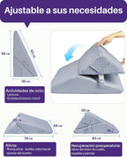 Kekoy Adjustable Adult Anti-Reflux Wedge | Ideal for Sleep Apnea, Acid Reflux, Snoring and Postoperative Recovery | Memory Foam Wedge Pillow, Washable Cover and Handle – Grey