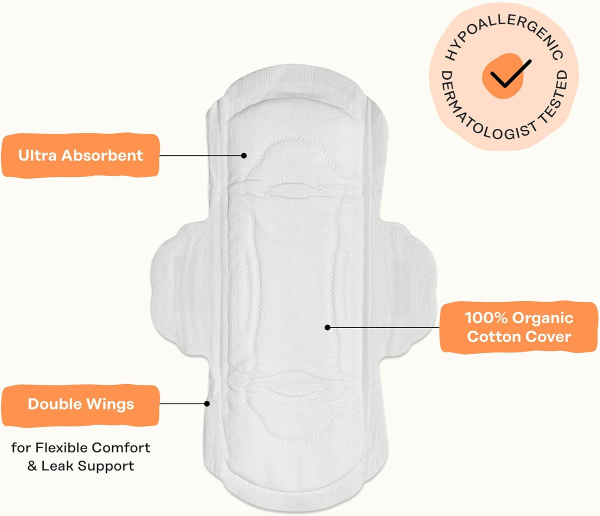 The Honey Pot Company - Sanitary Pads for Women - Non-Herbal Regular Flow w/Wings - Organic Cotton Cover & Ultra-Absorbent Pulp Core - Feminine Care - 20 ct