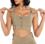FEOYA Sports Bras for Women Zip Front Sports Bra X-Back Fitness Yoga Tank Tops Compression Bra High Impact for Running