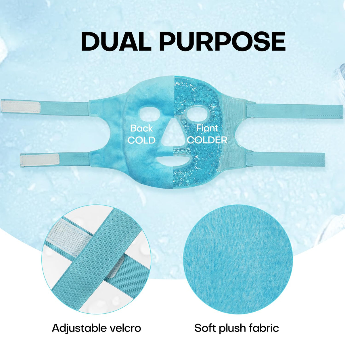 ZNÖCUETÖD Cold Face Ice Mask Facial Ice Pack, Hot Cold Compress for Face | Face SPA Gift for Woman Dark Circles Facial Puff, Pressure, Headaches, Skin Care, Post Laser Cosmetic Care, Reversible