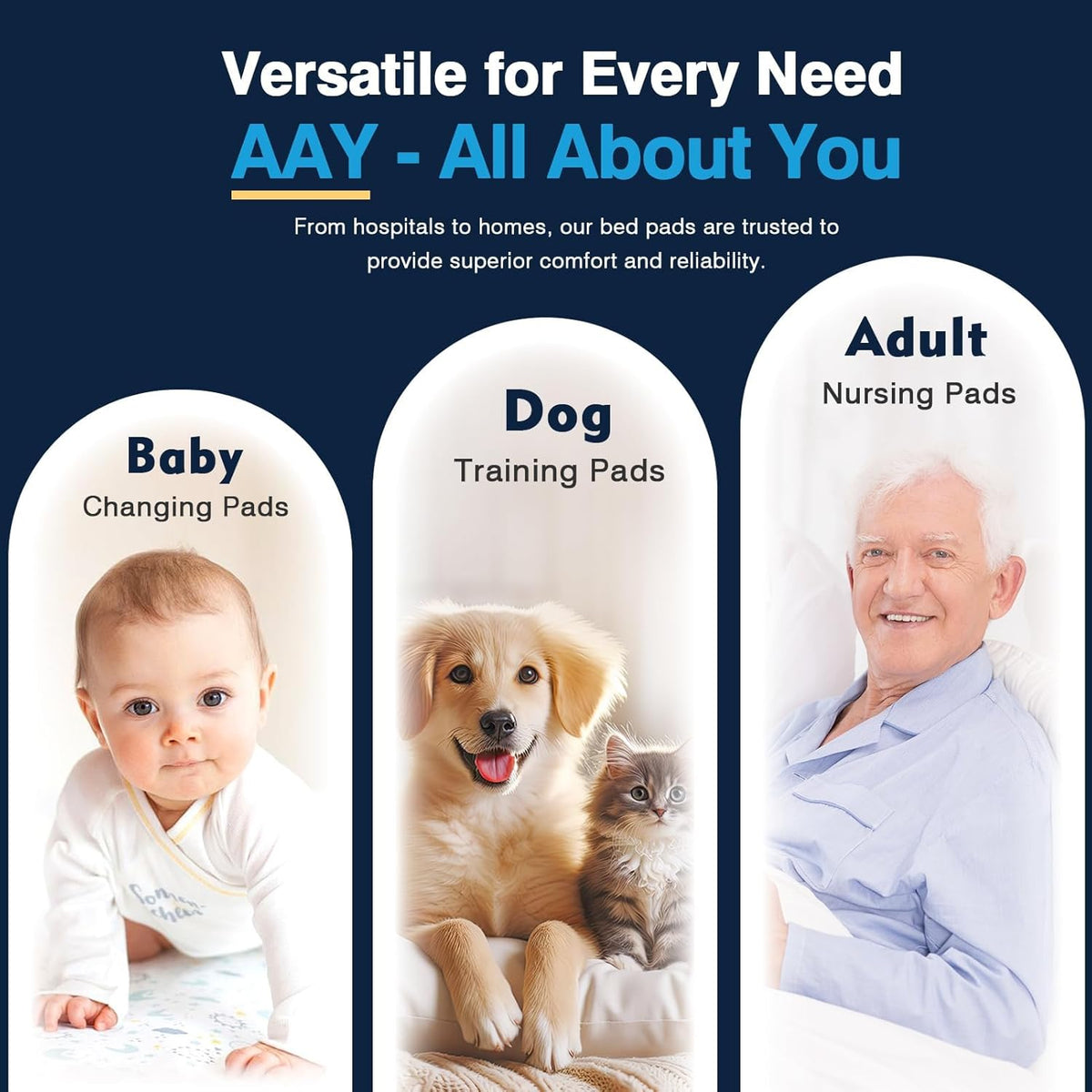 AAY Disposable Bed Pads 30"X36" (50pcs) Tear-Resistant Cloth Backing Underpads Super Absorbent Pee Pads Extra Large Premium Chucks for Adults Incontinence Pads Waterproof for Elderly, Kids or Puppy