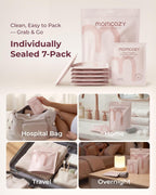 Momcozy 7 Pcs 100% Cotton Postpartum Underwear for Women, Breathable Mid-High Waist Disposable Underwear with Wide Gusset