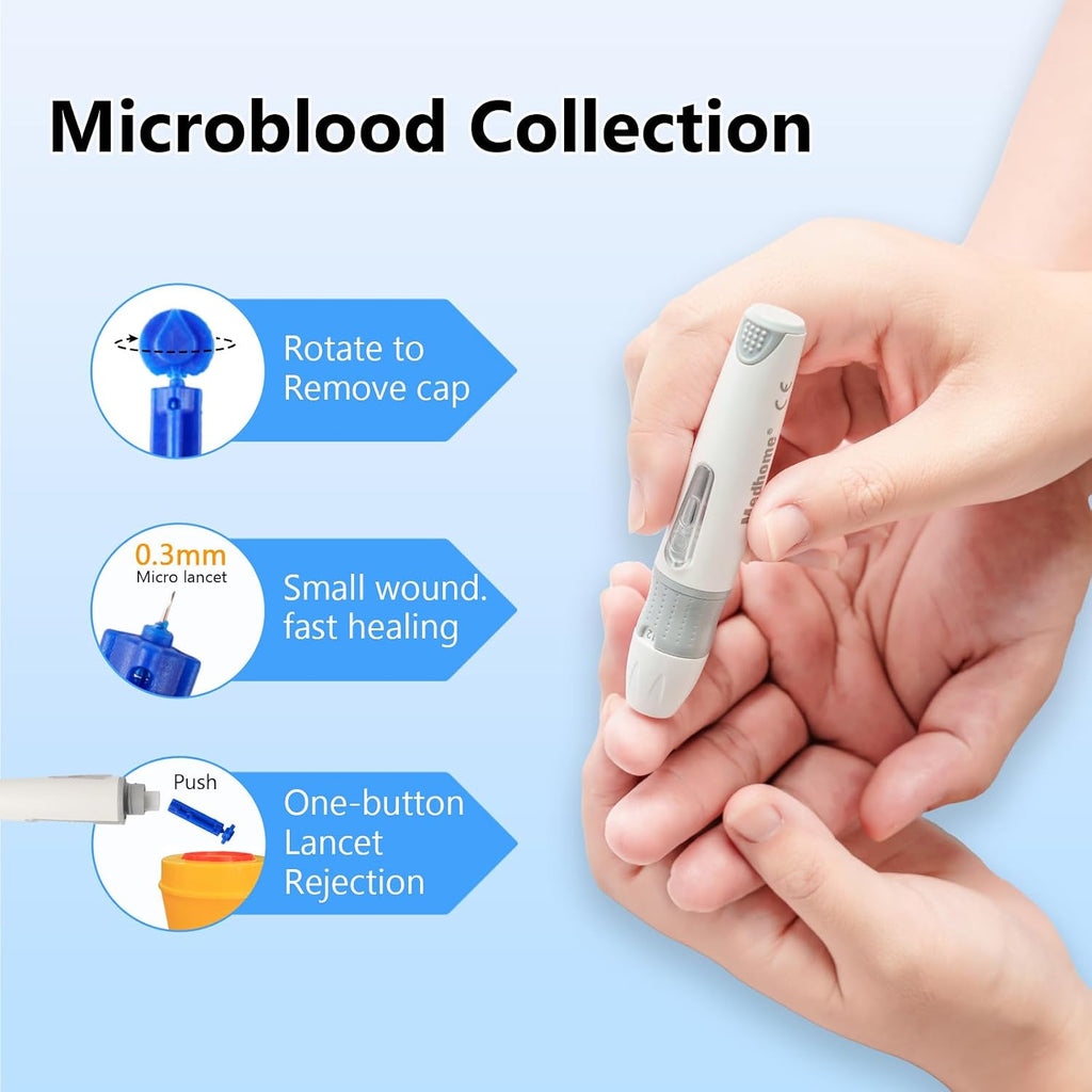 Lancing Device, with 12 Adjustable Depth Settings, Lancing Device for Diabetes Testing with Push Button Ejector,Minimizing Pain and Discomfort in Blood Glucose Testing - Lancet Device