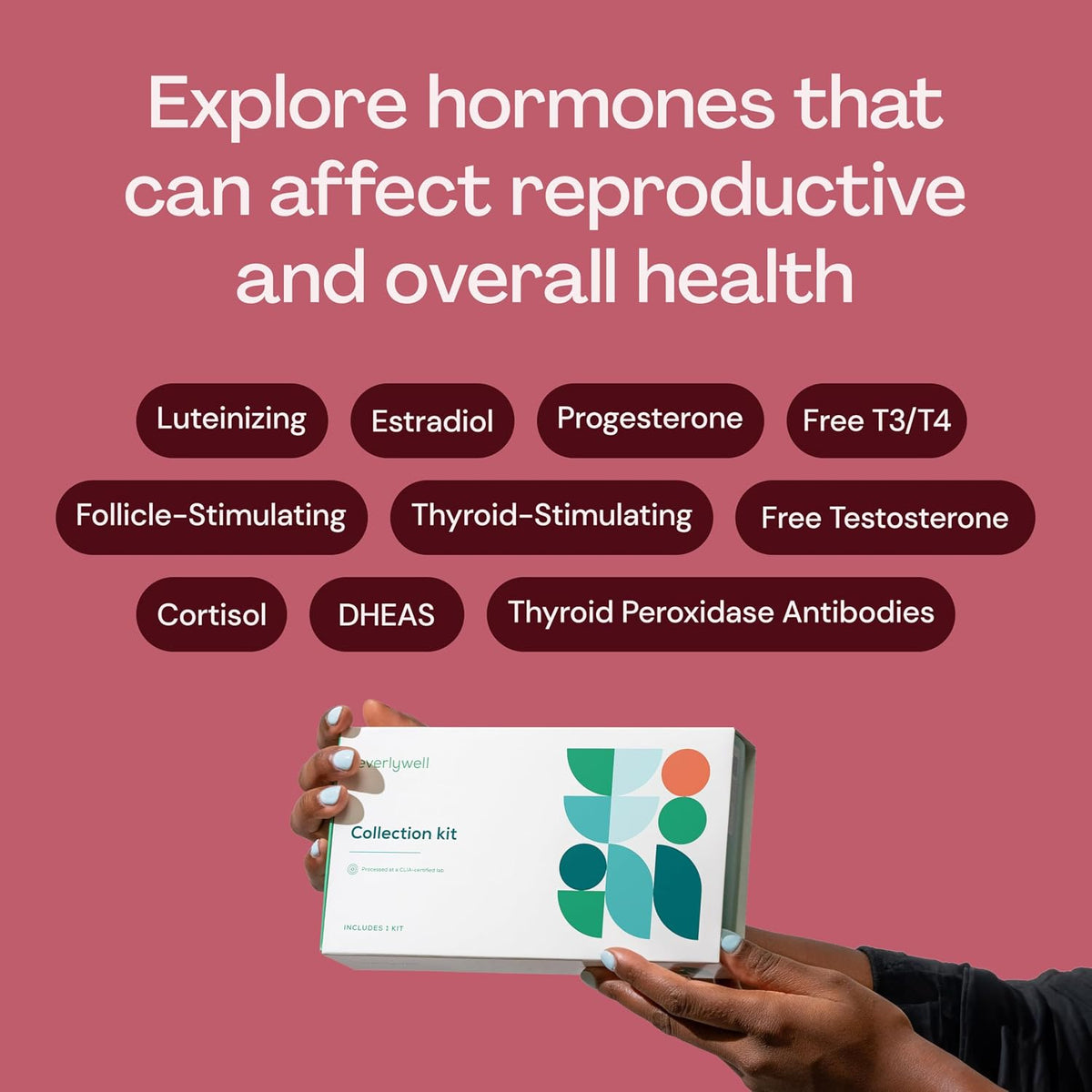 Everlywell At-Home Women's Health Collection Kit, Measures 10 Biomarkers for Hormonal Wellness, including Cortisol, Progesterone & TSH - CLIA-Certified Lab Results Within Days - for Women Ages 18 Plus