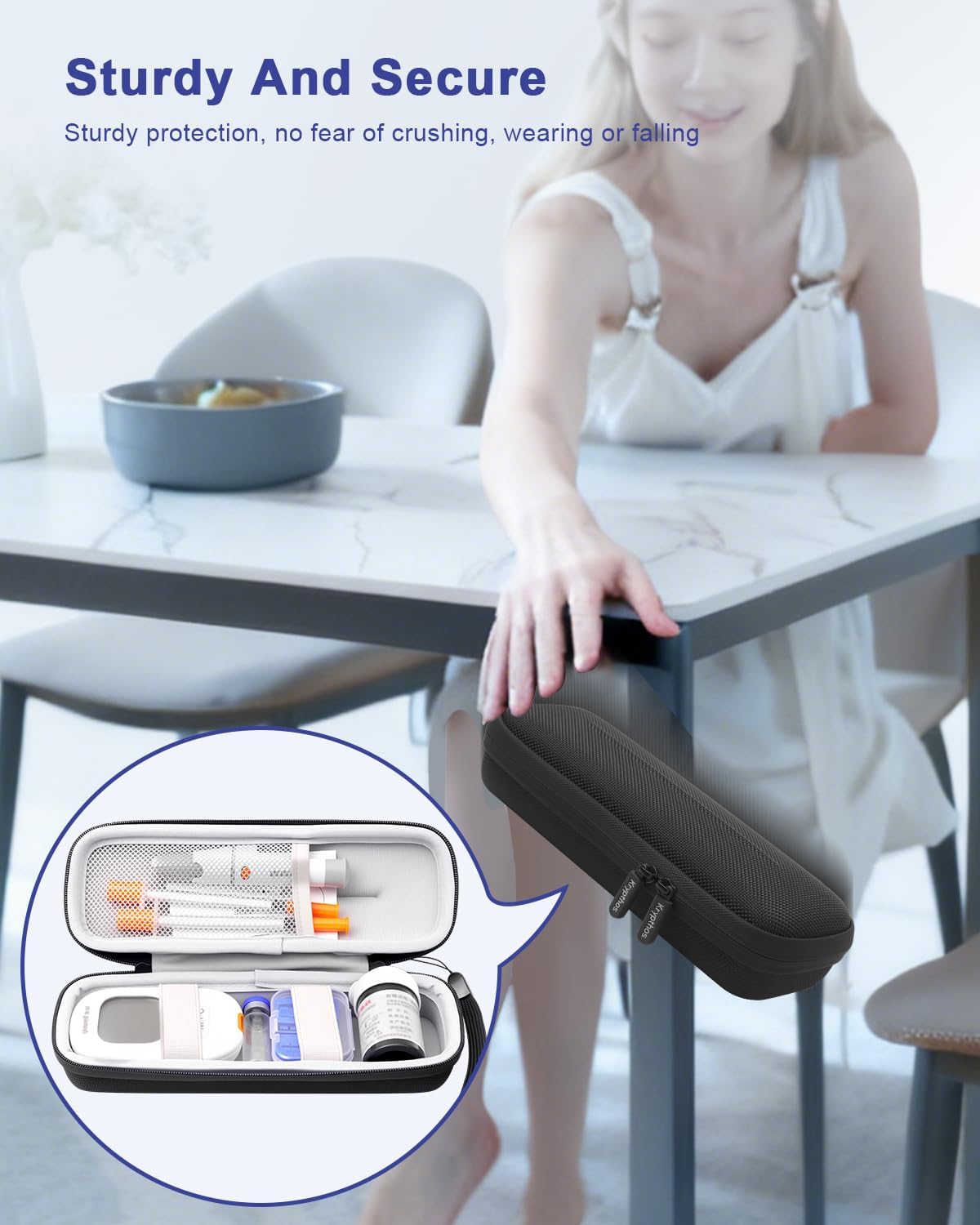Diabetes Travel Case for Diabetic Test Kit Glucose Meter, Insulin Pen More | Portable Hard Travel Carrying Organizer Case for Blood Glucose Meter, Insulin Pen, Syringe, Lancets, Lancing Device & More