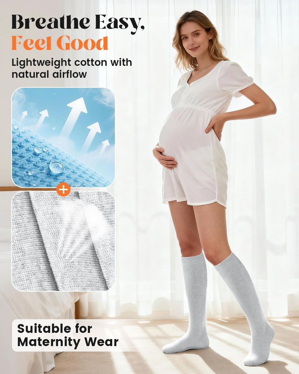 LEVSOX Cotton Compression Socks for Women Men 20-30 mmHg Knee High Cute Support Sock for Nurses Flying Pregnancy