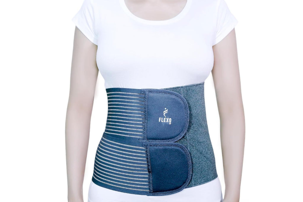 Flexo Abdominal Binder 10 Inch | Wide Abdominal & Lower Back Support Belt for Post-Surgical Recovery, Hernia Treatment & Bariatric Care | Adjustable Core Stabilizer(Grey, XL)