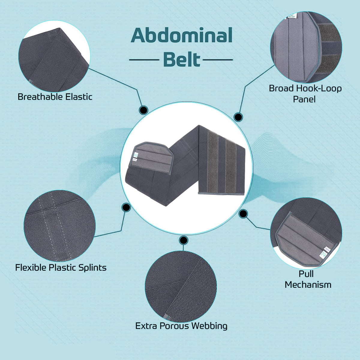 RCSP Abdominal Support Belt for Post-Surgery Recovery Adjustable Abdominal Brace for Injury Recovery and Support Comfortable Post-Surgical Abdominal Binder for Women and Men S to XL(26-42) Inch (Grey)