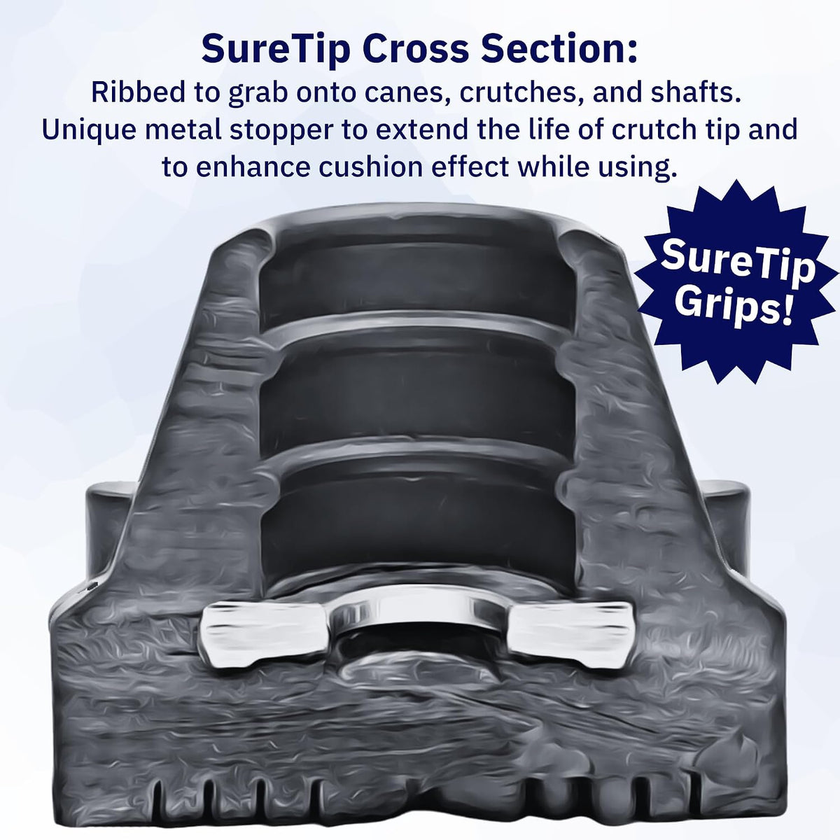 Black Crutch Tips & Cane Tip (Pair of 2) – 1 Size Fits All 3/4" 7/8” Inch - Extreme Grip Heavy Duty Universal Sizing Crutches Shafts Longest Lasting High Performance Rubber Non-Slip