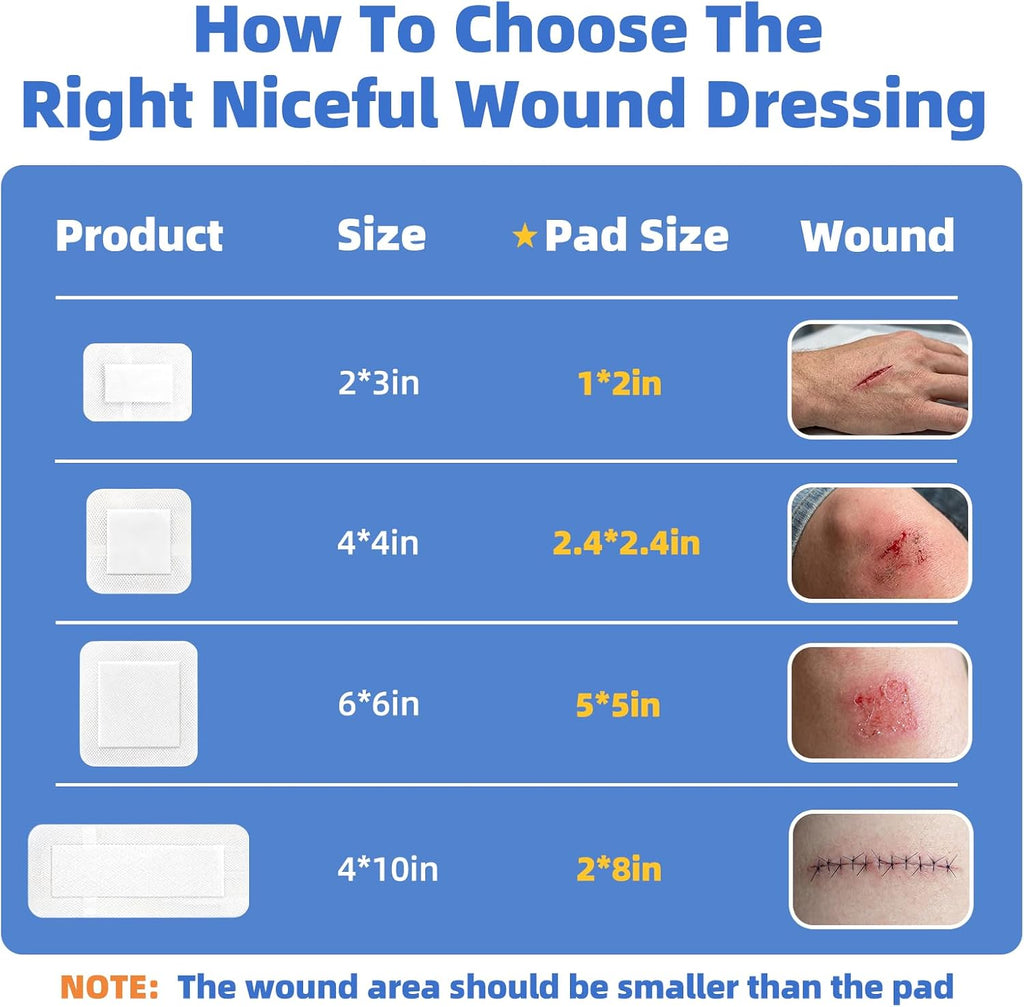 Niceful Island Dressing 4" x 4" Bandages for Wounds, 50 Count